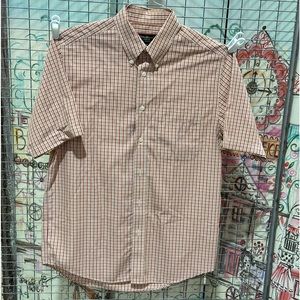 Eddie Bauer Mens Button Down Short Sleeve Shirt Adult S Relaxed Fit red & white